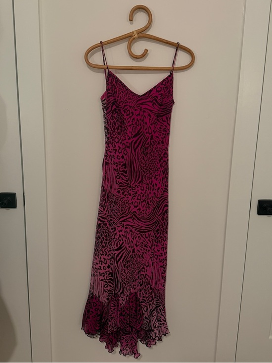 Betsey Johnson Dresses & Skirts - VINTAGE BETSEY JOHNSON SILK HOT PINK ANIMAL PRINT CHEETAH MIDI MAXI DRESS XS P